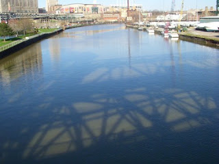 Shadow of Carter Road Bridge on Cuyahoga