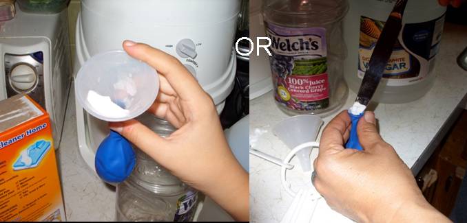 What to do: Transfer the baking soda into the balloon using a funnel or the 