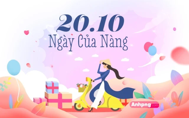 Banner Ngày Của Nàng 20/10 với hình ảnh phụ nữ duyên dáng và màu sắc tươi sáng, phù hợp cho các sự kiện tôn vinh phụ nữ