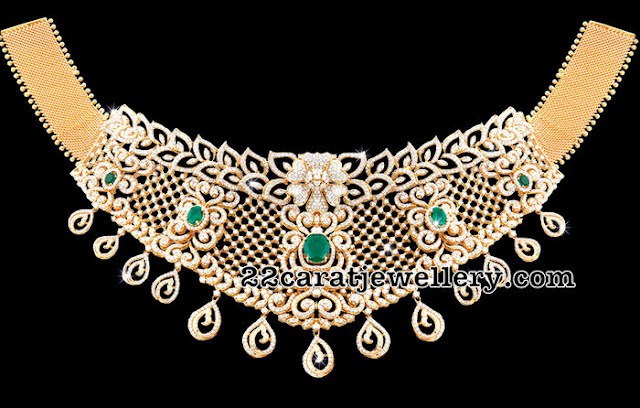 Diamond Choker with Emeralds 180 Grams