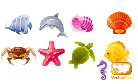 Animales del mar en vector