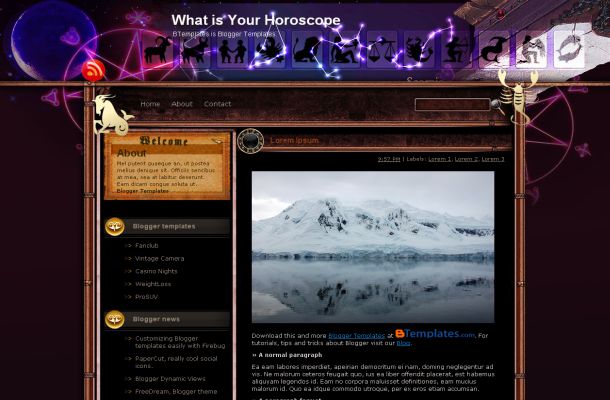 Black Horoscope Jquery Free Blogger Layout Theme Template