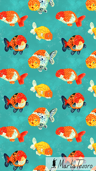 Raichu Goldfish Pattern by Marta Tesoro