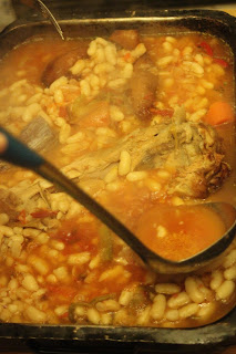 Traditional cassoulet recipe adding stock