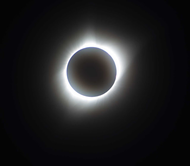 Sun corona visible during August 21 total eclipse, 300 mm, 1/8 sec (Source: Palmia Observatory)