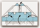 Bước 19: Gấp đứng các cạnh giấy lên.