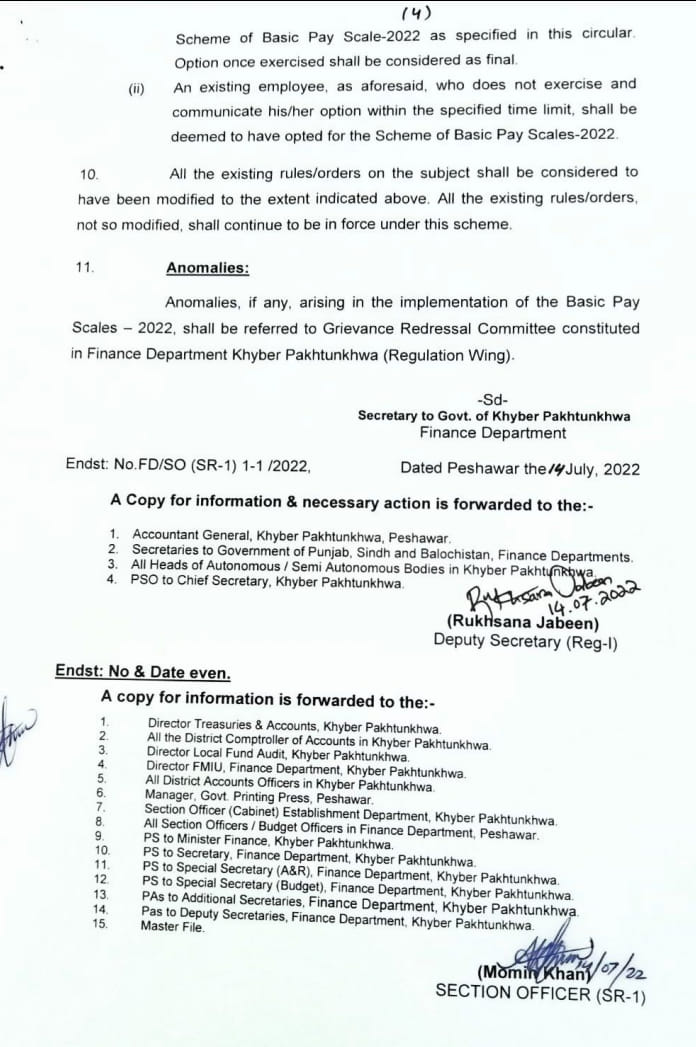 Pay scale, revised Pay scale 2022, Revised pay scale and Allowances notification 2022, Pay scale revisions notification 2022, budget 2022 notification