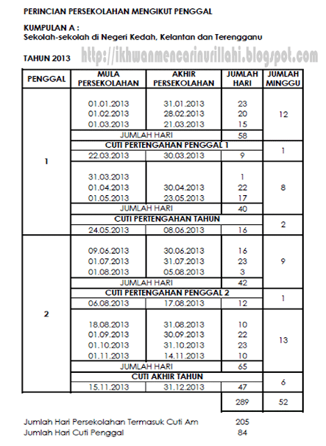 Kalendar Cuti Umum Dan Cuti Sekolah Malaysia 2013