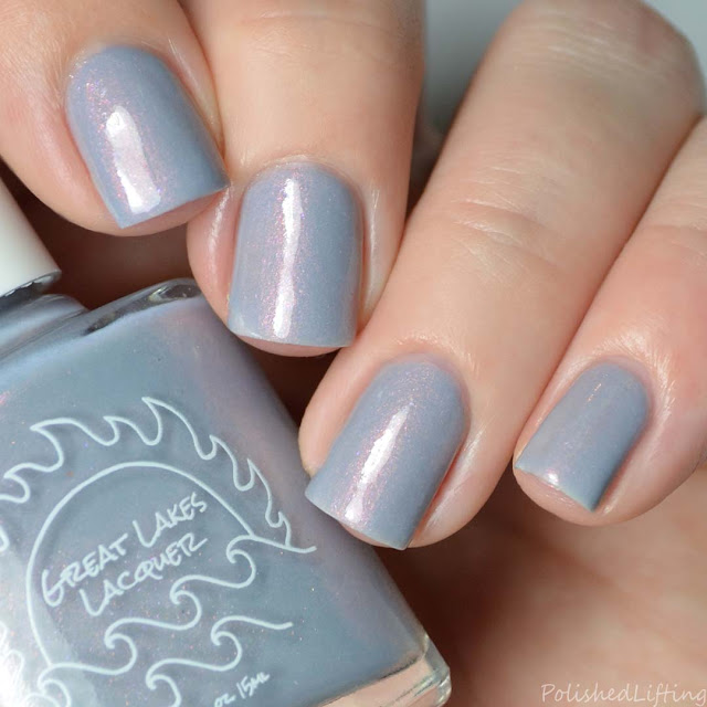 gray nail polish with pink shimmer