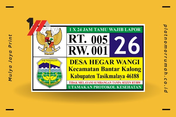 Plat nomor rumah tasikmalaya