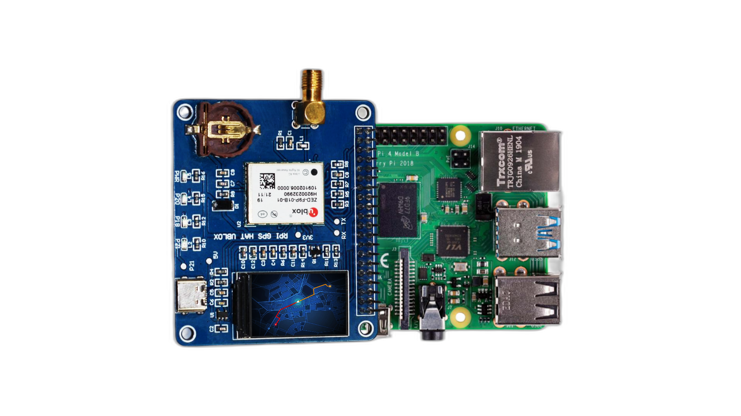 Real-time positioning with Centimeter-level accuracy  is provided by the GPS-RTK Raspberry Pi HAT