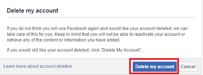 Deleting your account on Facebook