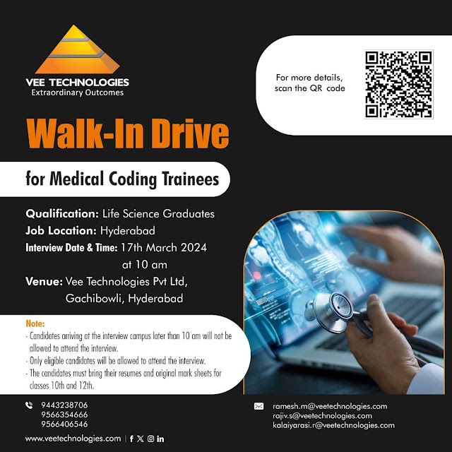 Vee Technologies Walk In Drive For Medical Coding Trainees