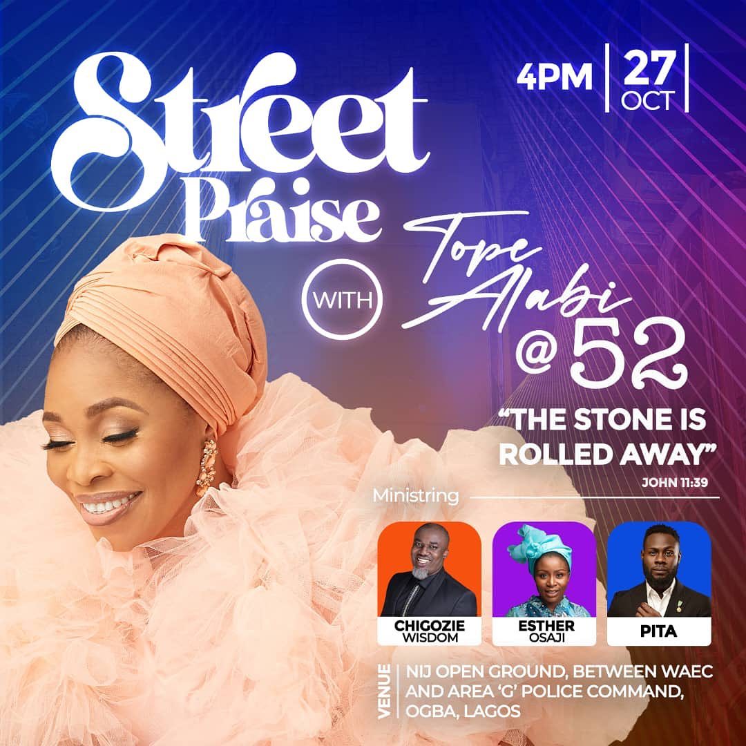 Tope Alabi To Hold ‘Street Praise’ For 52nd Birthday