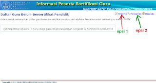 cara mencek data guru calon peserta sergur