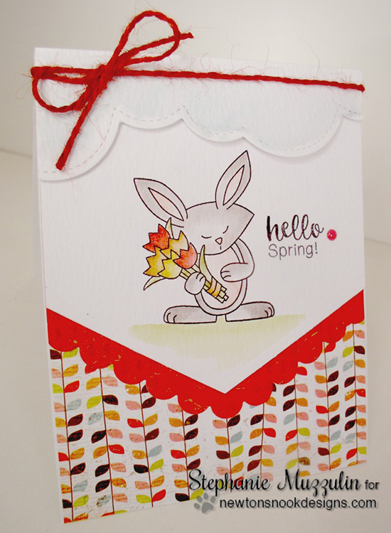 Hello Spring Card by Stephanie Muzzulin | Hello Spring Stamp set by Newton's Nook Designs #newtonsnook #spring #bunny