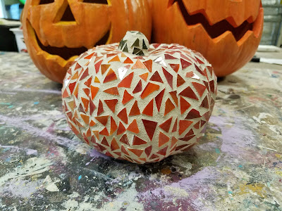 dollar store mosaic pumpkin diy how to make it