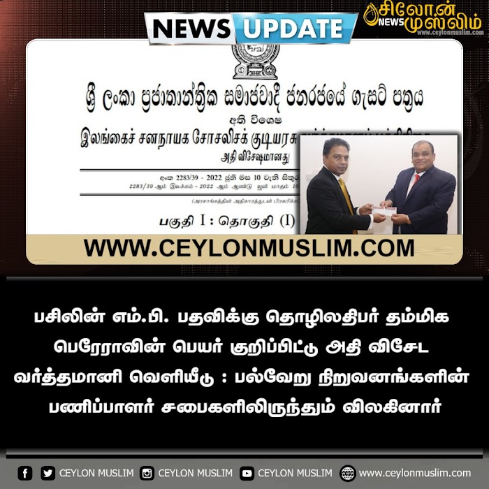 பசிலின் எம்.பி. பதவிக்கு தொழிலதிபர் தம்மிக பெரேராவின் பெயர் குறிப்பிட்டு அதி விசேட வர்த்தமானி வெளியீடு : பல்வேறு நிறுவனங்களின் பணிப்பாளர் சபைகளிலிருந்தும் விலகினார்