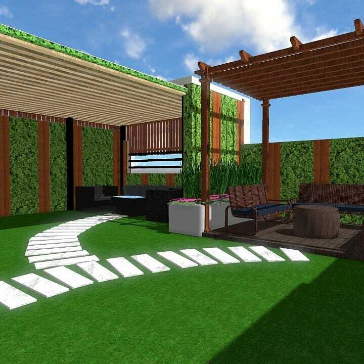 تنسيق أسطح المنازل بالرياض تصميم جدران وأرضية حديقة صغيرة لسطح المنازل