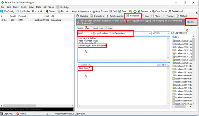 Testing POST Request using Fiddler