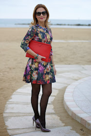 floral dress, Zara red clutch, Fabi shoes, Mercantia gioelli, Fashion and Cookies, fashion blogger