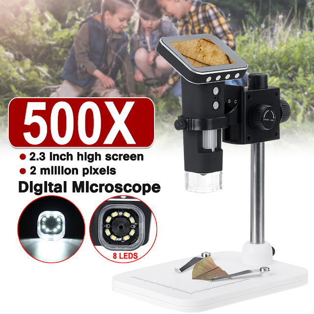 500X Portable Digital Microscope 2 Million Pixels HD Magnifier Camera With 8 LED Lights