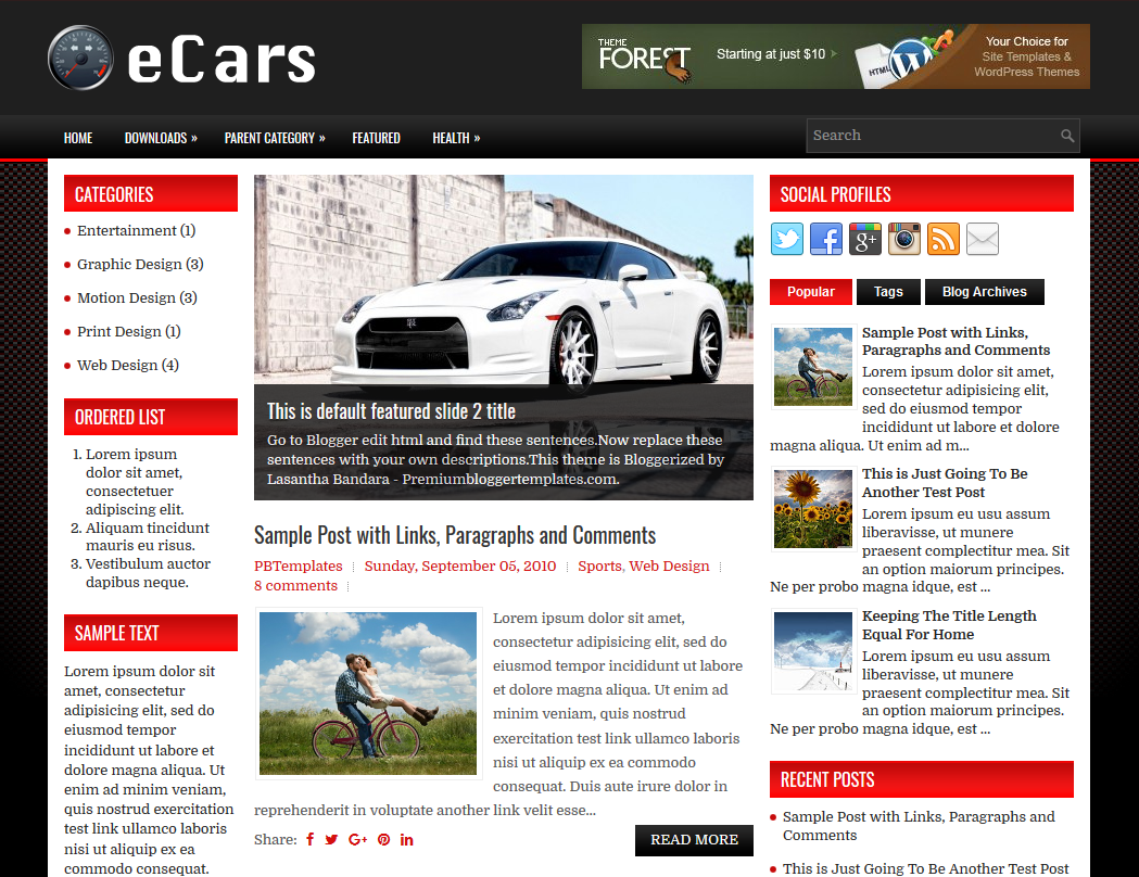 eCars Blogger template