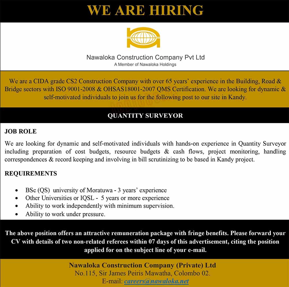 Nawaloka Construction Vacancy