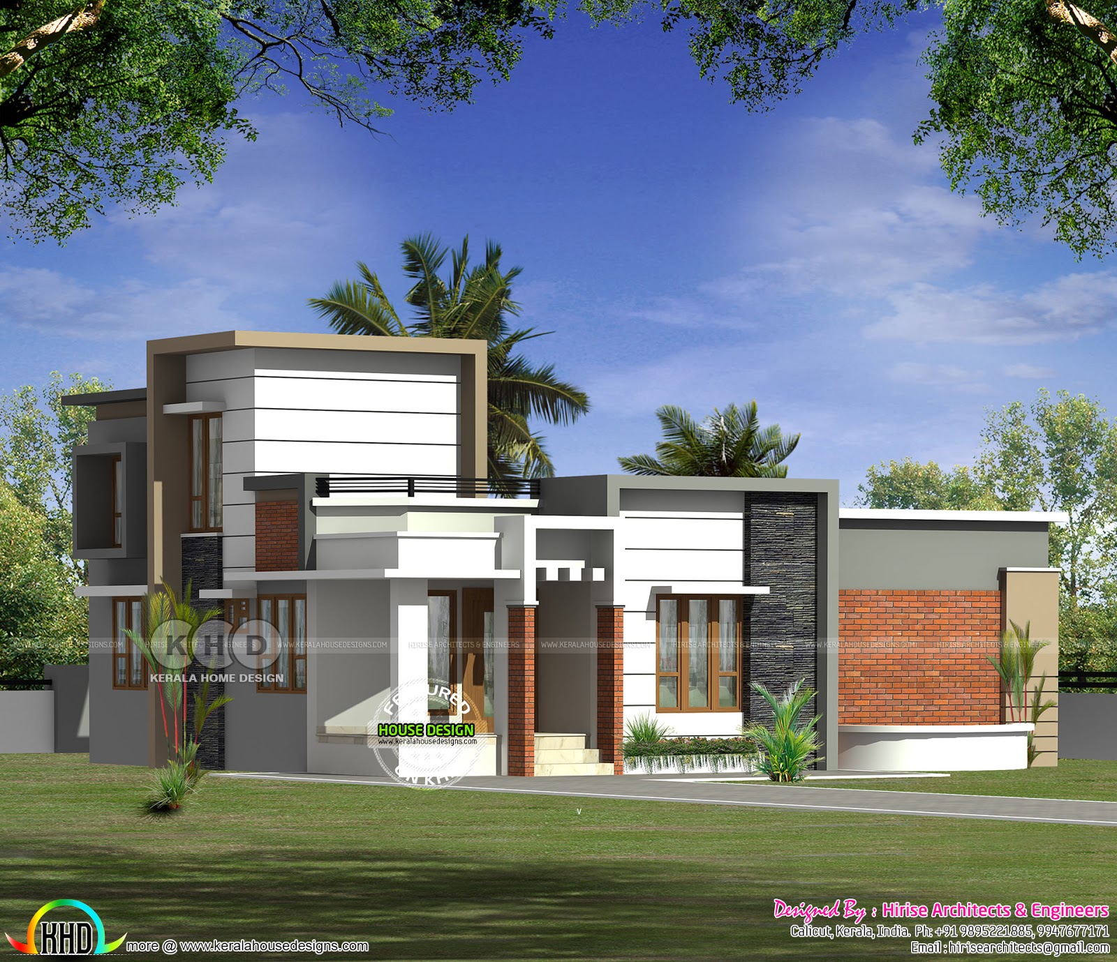 1100 square feet 2 bedroom flat roof house Kerala home 