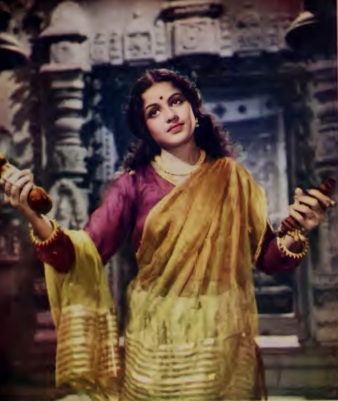 M. S. SUBBULAKSHMI — This singing idol of the South in "Meera", a devotional picture of Chandraprabha Cinetone produced by T. Sadashivam. Subbulakshmi's unrivalled melody makes the picture a great musical entertainment.