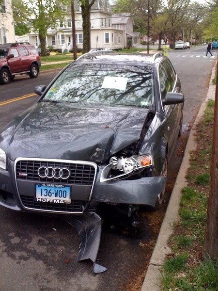 SeeClickFixer Alyson Fox of New Haven CT documented two car crashes at an 