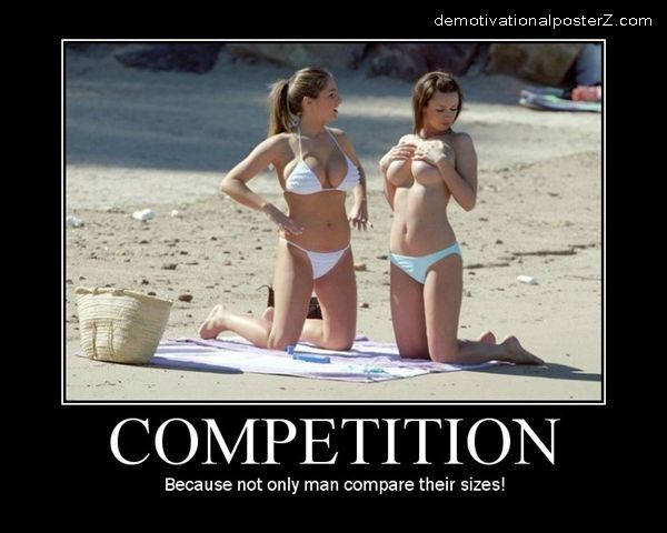 Because not only men compare their sizes Boob size Competition