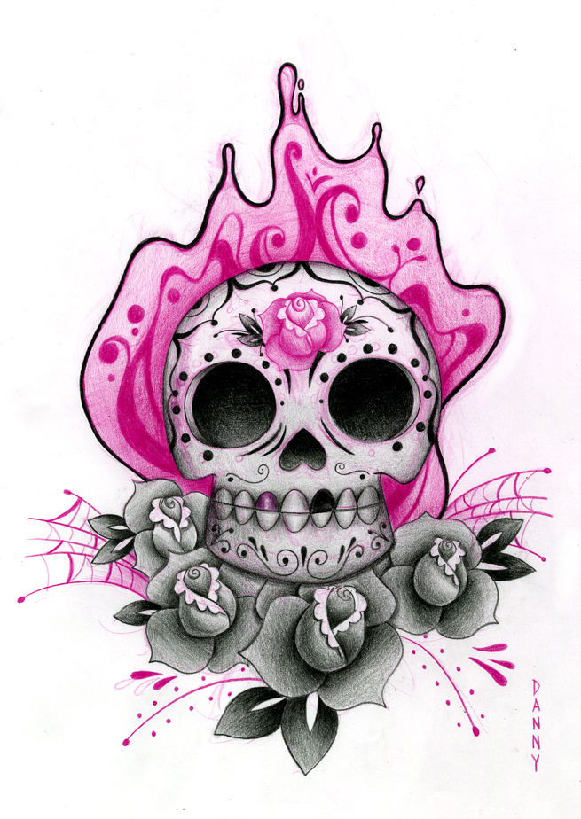 Pink Sugar Skull Tattoo