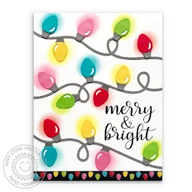 Sunny Studio Stamps: Merry & Bright String of Christmas Lights Light Bulb Holiday Card by Mendi Yoshikawa
