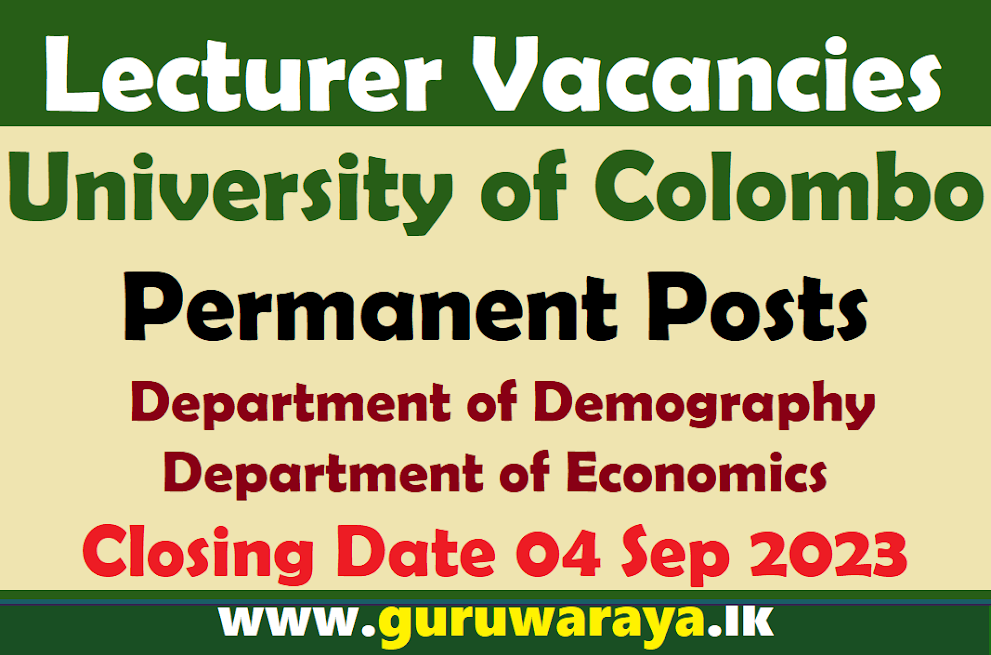 Lecturer Vacancies - University of Colombo