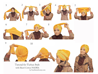 Cara Memakai Jilbab Model Turban Simpel Modis