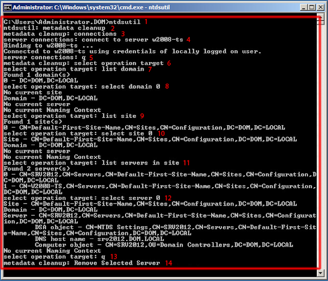 ntdsutil: metadata cleanup