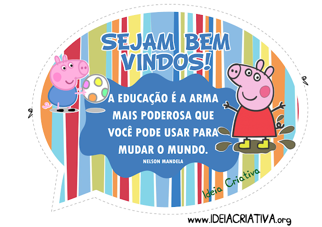 Placa Sejam Bem Vindos Peppa Pig