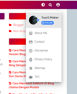 Cara Membuat Menu Profil Di Header Blog