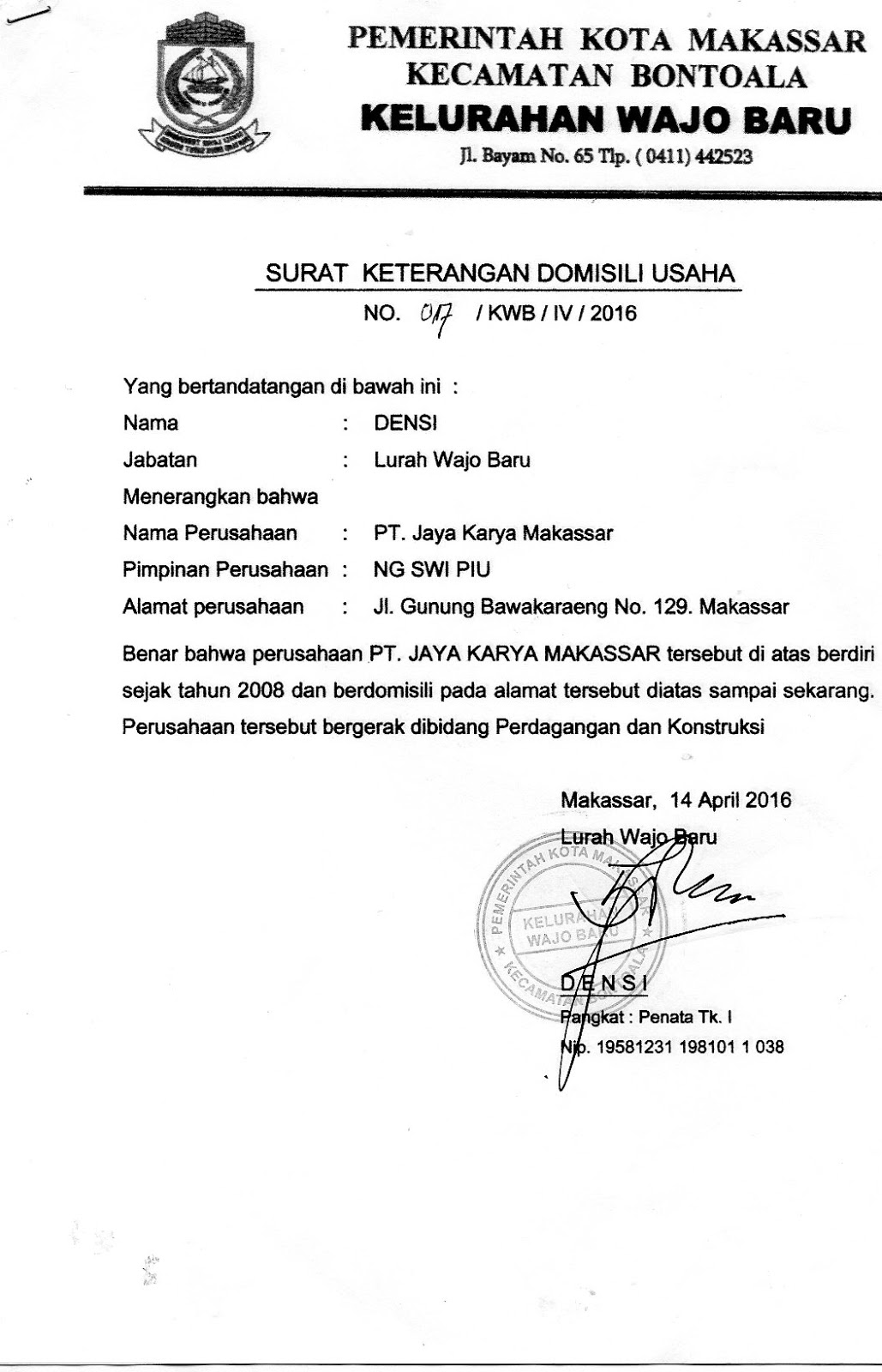 Contoh Surat Keterangan Domisili Usaha Dari Kelurahan Doc Nusagates