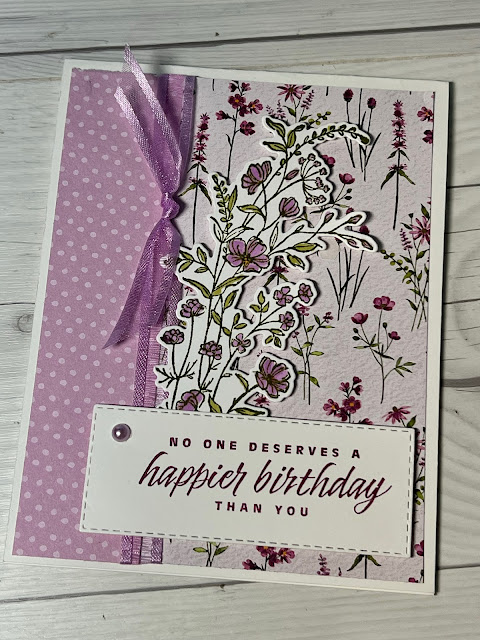 Floral Birthday card using Stampin' Up! Dainty Flowers Designer Series Paper