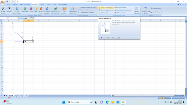 Rastrear precedentes en Excel