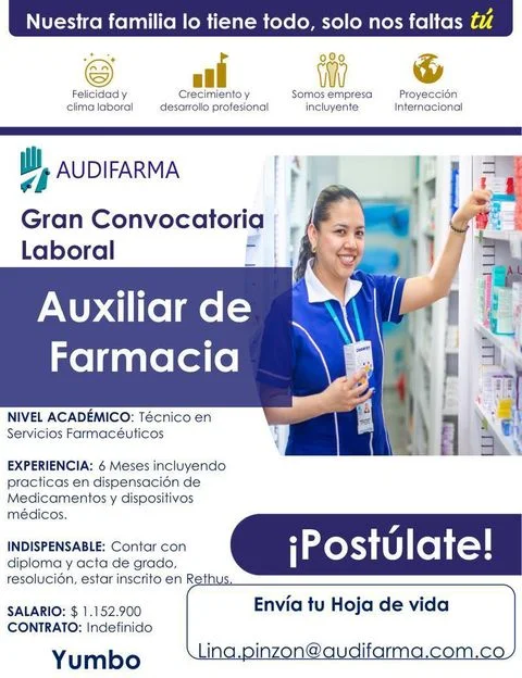 📂 Empleo en Cali Hoy como auxiliar de farmacia 💼 |▷ #Cali #SiHayEmpleo #Empleo