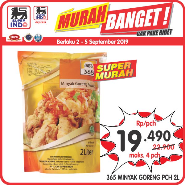 #Superindo - #Promo Minyak Goreng 365 2 Liter Hanya 19K (s.d 05 Sept 2019)