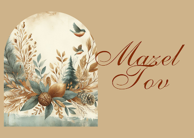 Free Mazel Tov Greeting Card | Printable | PDF | Vintage Rustic Watercolor Woodland Elegant Design