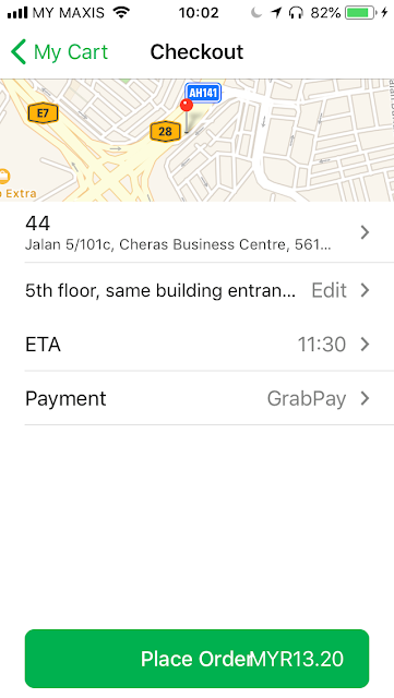 GrabFood checkout using GrabPay