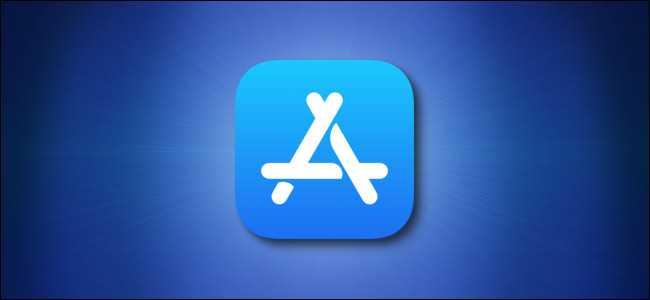 رمز متجر تطبيقات Apple على خلفية زرقاء