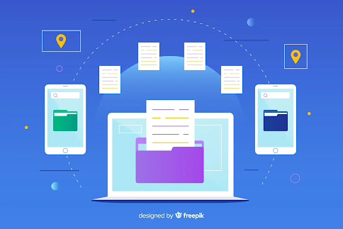 Dua smartphone dan satu laptop yang terhubung melalui jaringan, menggunakan protokol FTP untuk mentransfer file secara jarak jauh. FTP adalah singkatan dari File Transfer Protocol, yang memungkinkan pengguna untuk mentransfer file dari satu perangkat ke perangkat lainnya melalui jaringan internet. Dengan FTP, pengguna dapat mentransfer file dengan cepat dan mudah tanpa harus berada di tempat yang sama.