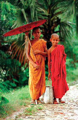 two Buddhist novices going shopping