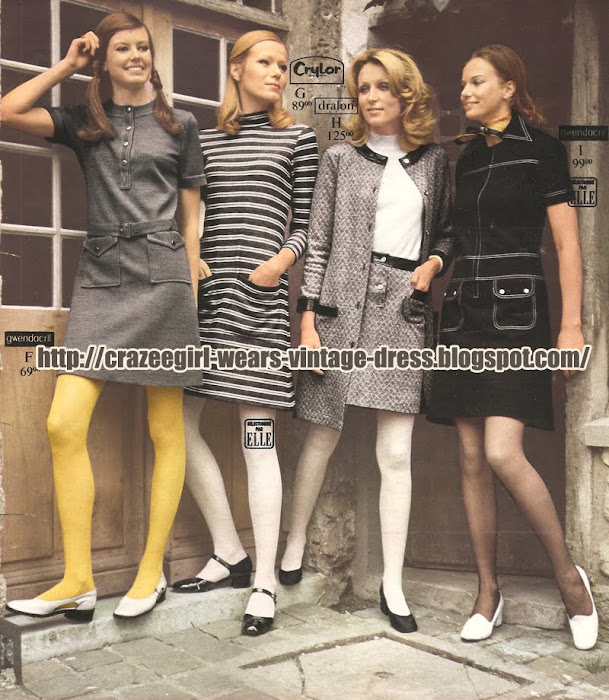 La Redoute dress - 1970 70 striped stripe black white grey gray